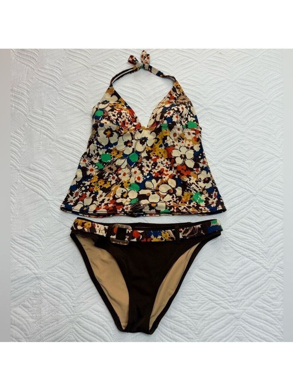 Victoria Secret Women’s Brown Floral Tanktini Swimsuit. Size M